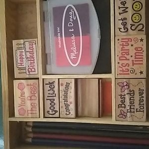 -⚜️ RUBBERS STAMP WOODEN Stamp Craft Education KIT NWOT